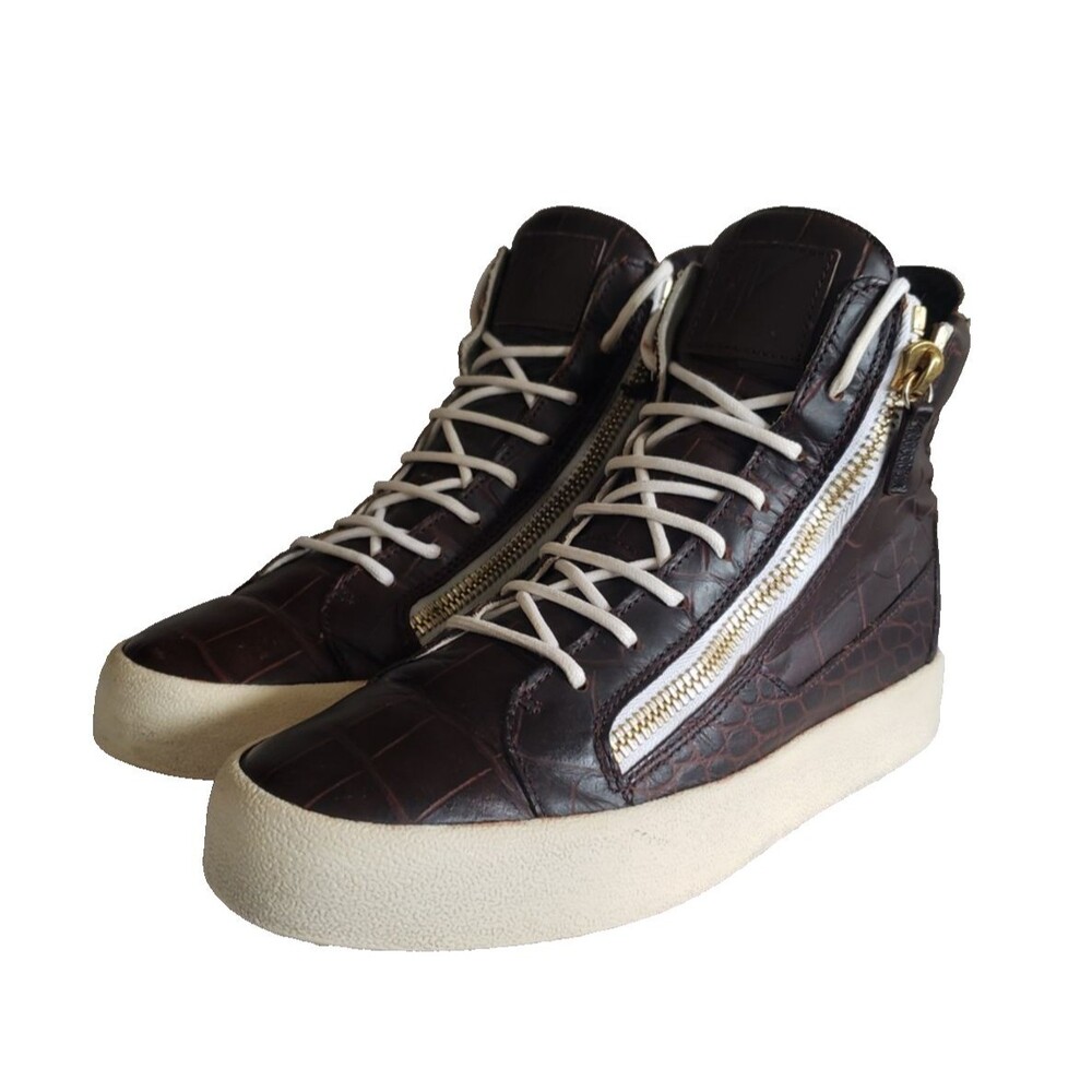 Giuseppe Zanotti  May Croc Brown Leather High Top Sneakers Men's Size 9 EU 42